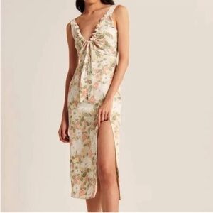 Abercrombie & Fitch floral cinched neck midi slip dress.